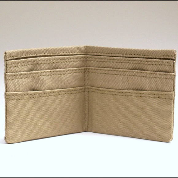 Men’s Wallet bifold army green with genuine leather corners - Picture 3 of 5